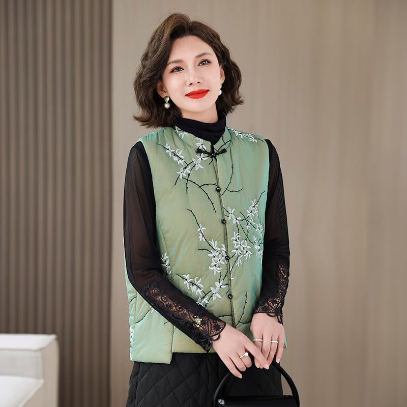Quality Assurance Cotton Warm Age-Reducing Mother'S New Chinese-Style Embroidered Vest Cotton Clothes Wearing Ware - Image 5