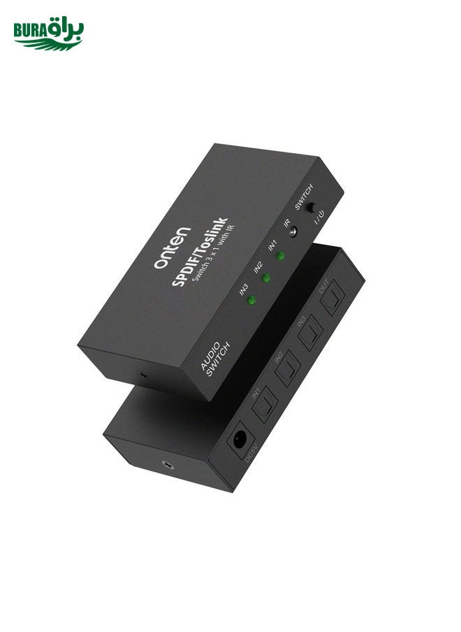 BURAQ Onten 37507 Digital Optical Audio 3 In 1 Out Switcher Speaker Connector  - Image 2