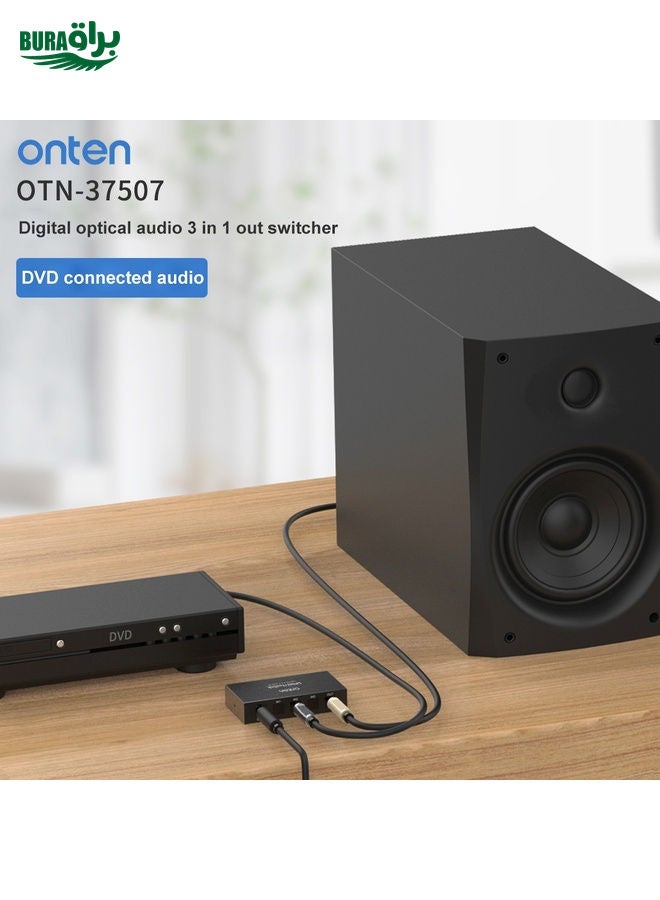 Onten 37507 Digital Optical Audio 3 In 1 Out Switcher Speaker Connector