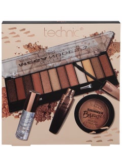 Technic Mega Nudes Set 4 Pcs Eyeshadow-Lip Balm-Mascara-Bronzer  - Image 1