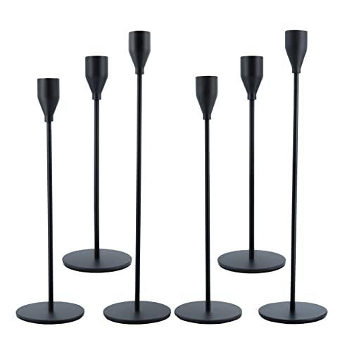 NLBTW Black Taper Candle Holders Set of 6 Metal Candlestick Holders for Table or Mantel Decor Centerpiece Candle Stick Holder Decor for Wedding Dinning Party or Anniversary