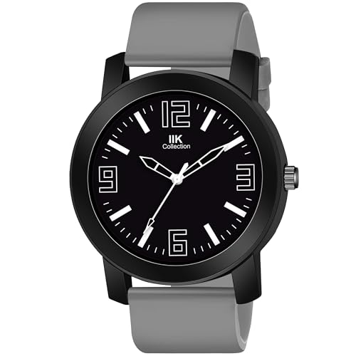 IIK COLLECTION Silicone Watches For Men Round Numerical Dial Analogue Men Watch|Long Battery Life With Long Lasting Polish/Adjustable Flexible Silicon Strap|Watches For Boys,Band_Grey,Dial_Multicolor - Image 1