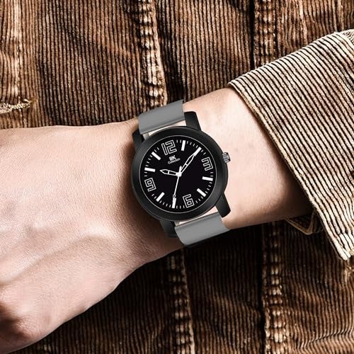 IIK COLLECTION Silicone Watches For Men Round Numerical Dial Analogue Men Watch|Long Battery Life With Long Lasting Polish/Adjustable Flexible Silicon Strap|Watches For Boys,Band_Grey,Dial_Multicolor - Image 2