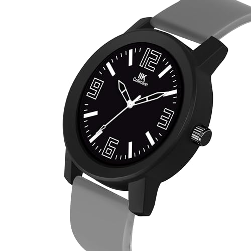 IIK COLLECTION Silicone Watches For Men Round Numerical Dial Analogue Men Watch|Long Battery Life With Long Lasting Polish/Adjustable Flexible Silicon Strap|Watches For Boys,Band_Grey,Dial_Multicolor - Image 3