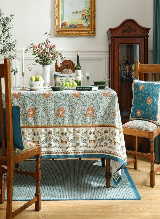 patdrea Designer French Linen Tablecloth Rectangle for Tables,Italian Floral Tablecloth,Provencal Country Tablecloths,FlowerBlue Pattern Table Cover for Kitchen Dining,Christmas,55"x79" - Image 2