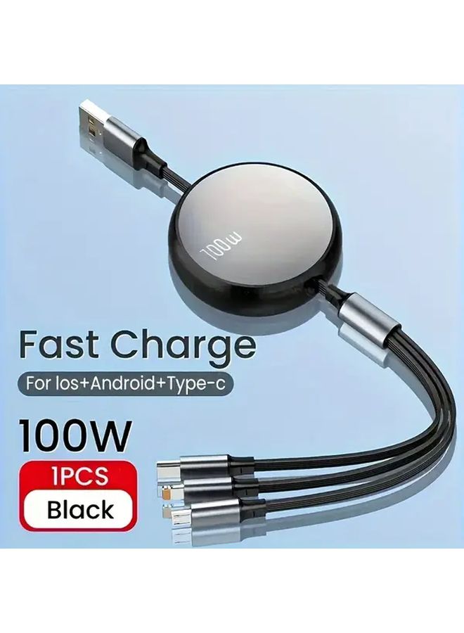 3 94ft Green Retractable USB Cable 100W 6A Fast Charging 480Mbps Data Sync Universal - Image 5