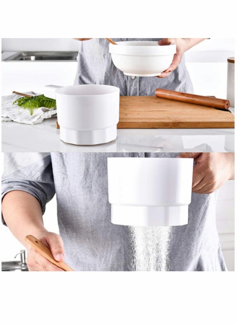 Excefore - Electric Handheld Flour Sieve Strainer, Stainless Steel Electric Operated Flour Sifter Baking Sifter Sieve Cup for Home Baking, White - Image 1