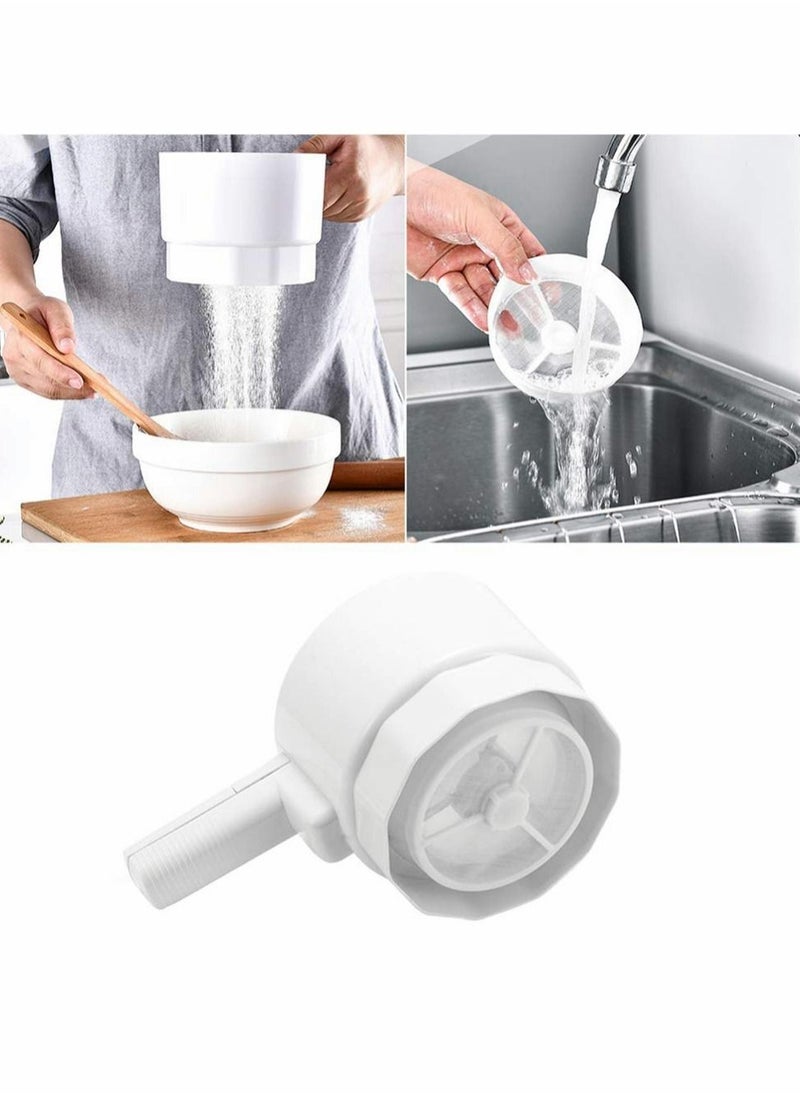 Excefore - Electric Handheld Flour Sieve Strainer, Stainless Steel Electric Operated Flour Sifter Baking Sifter Sieve Cup for Home Baking, White - Image 1