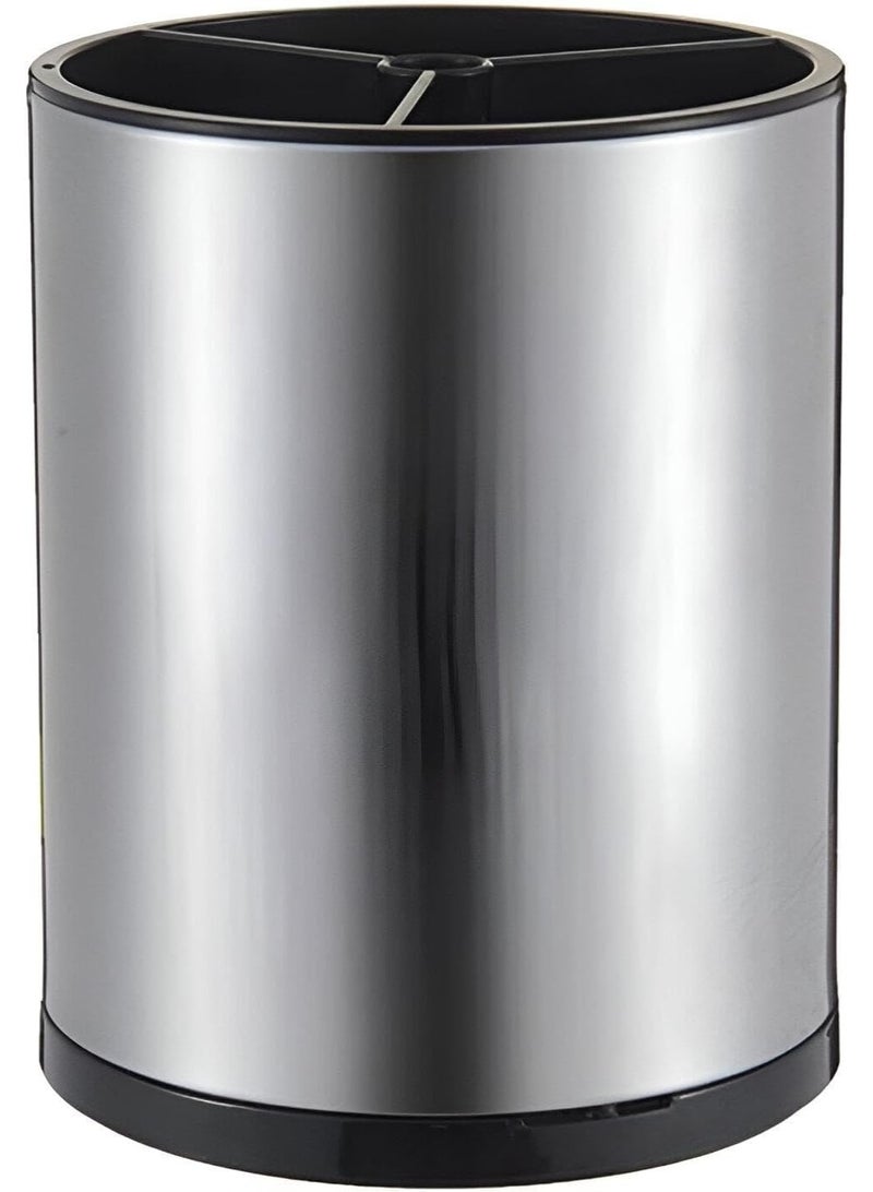 Extra Large Kitchen Utensil Holder - 360° Rotating Stainless Steel Cooking Utensil Holder for Countertop, 3 Compartment Flatware Organizer & Utensil Caddy with Removable Base（Silvery） - Image 2