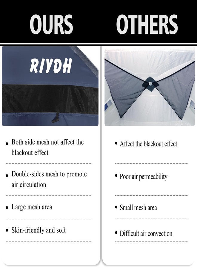RIYDH خيمة سرير RIYDH كاملة الحجم للبالغين والأطفال - خيام نوم محمولة داخلية، توفر تعتيمًا بنسبة 70% مع إضاءة سلسلة، 3 أبواب، مساحة خصوصية جيدة التهوية - Image 4