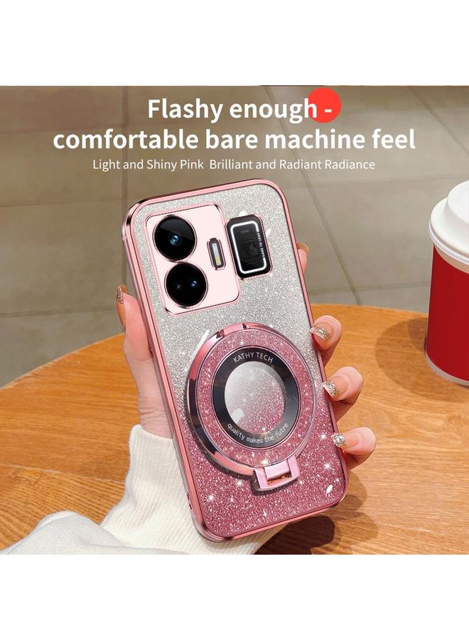 S-TOP Case For Realme GT Neo 5 Plated Gradient Glitter Round Holder TPU Phone Case - Image 3