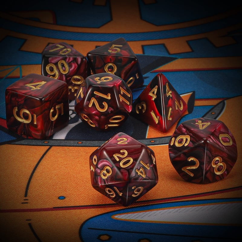 QMAY DND Dice Set -D&D Polyhedral Dice (7 Pcs) for Dungeons and Dragons (Red and Black) - Image 3