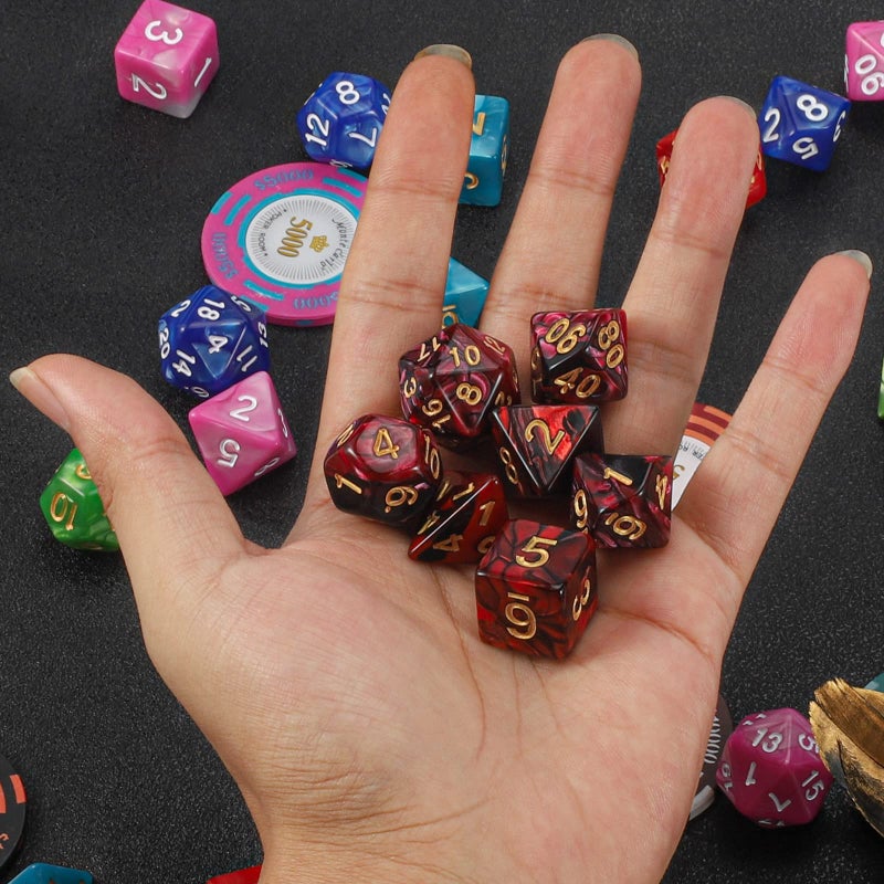 QMAY DND Dice Set -D&D Polyhedral Dice (7 Pcs) for Dungeons and Dragons (Red and Black) - Image 5