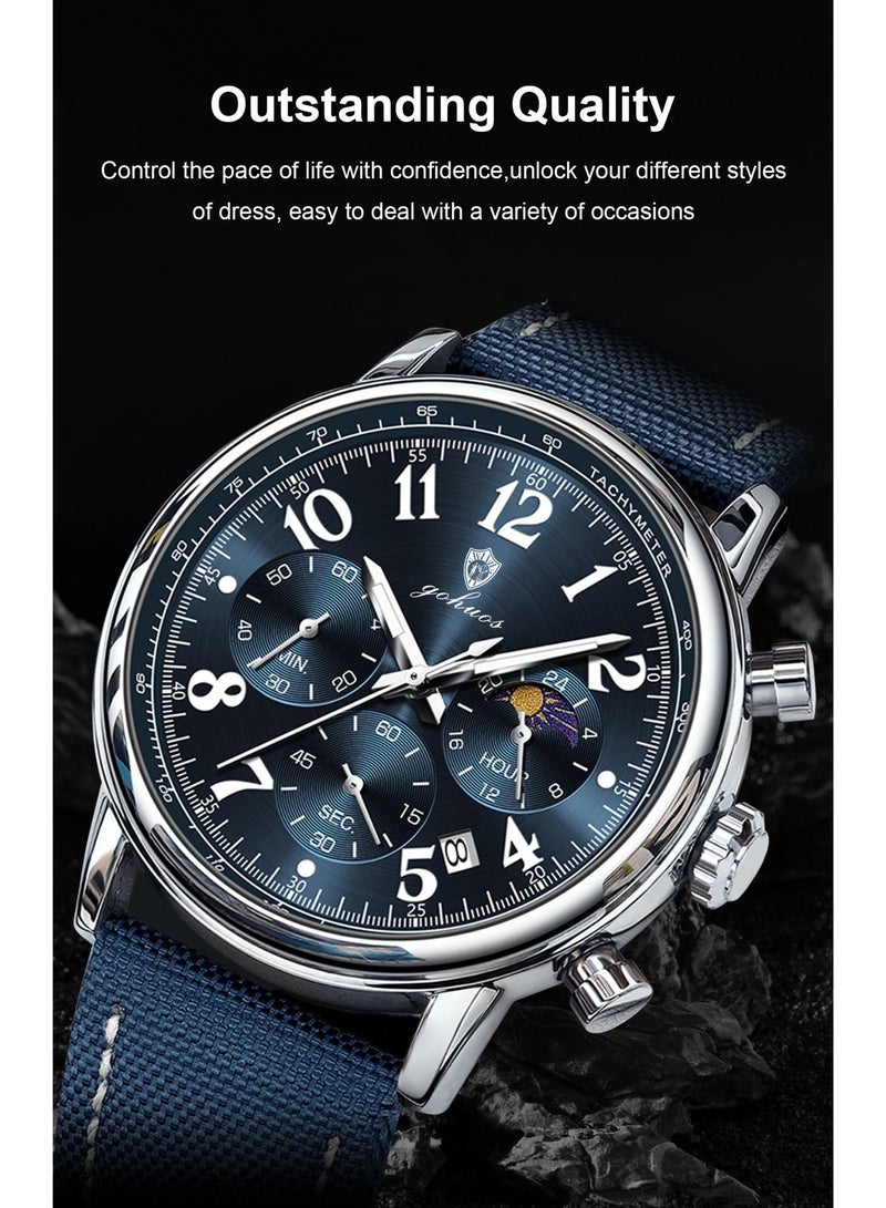 GOHUOS Men's Watch, Nylon Leather Analog Waterproof Quartz Business Fashion Wrist Watch - 41mm - Image 4