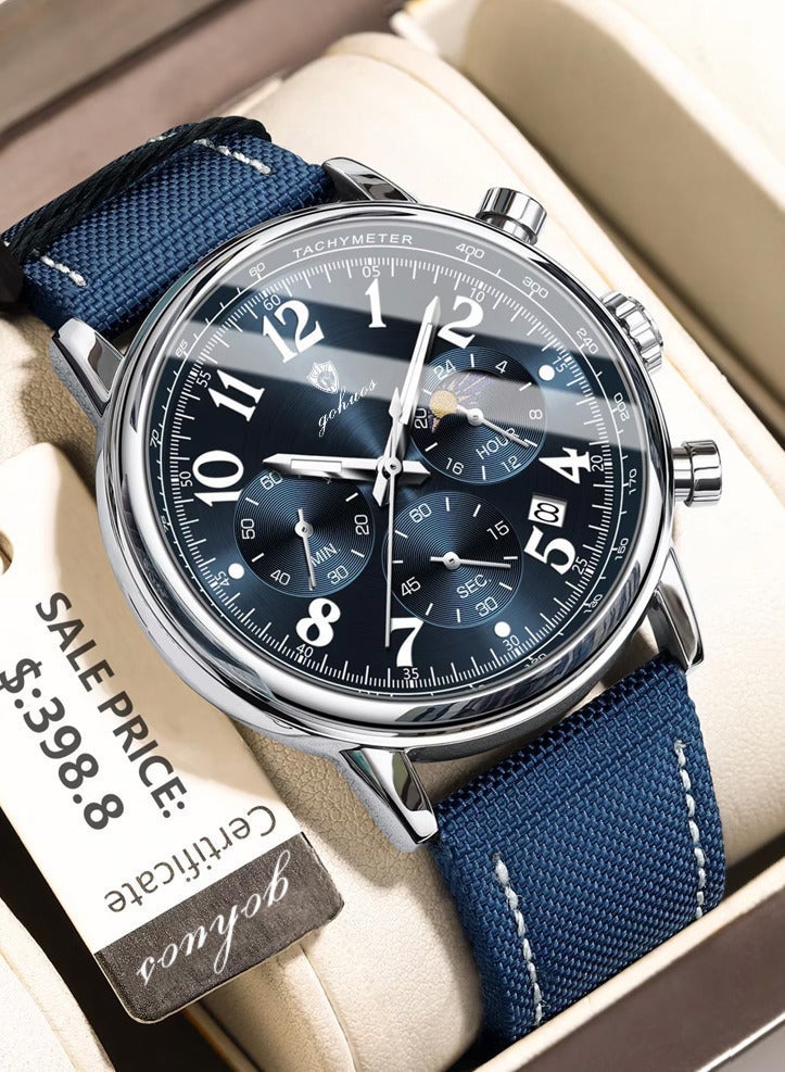GOHUOS Men's Watch, Nylon Leather Analog Waterproof Quartz Business Fashion Wrist Watch - 41mm - Image 1