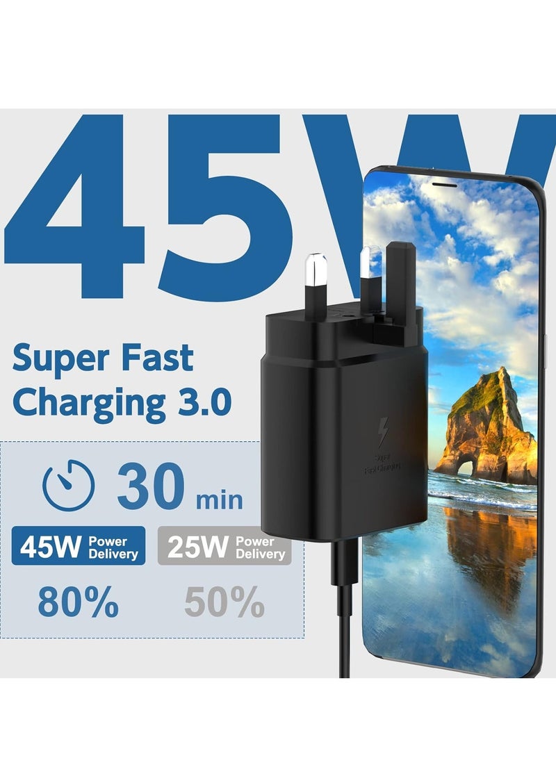 بيوينتي NEW 45W Super Fast USB-C Charger for Samsung Galaxy S24/S23/S22 Series – Includes 6.6FT 5A Type-C Cable - Image 2