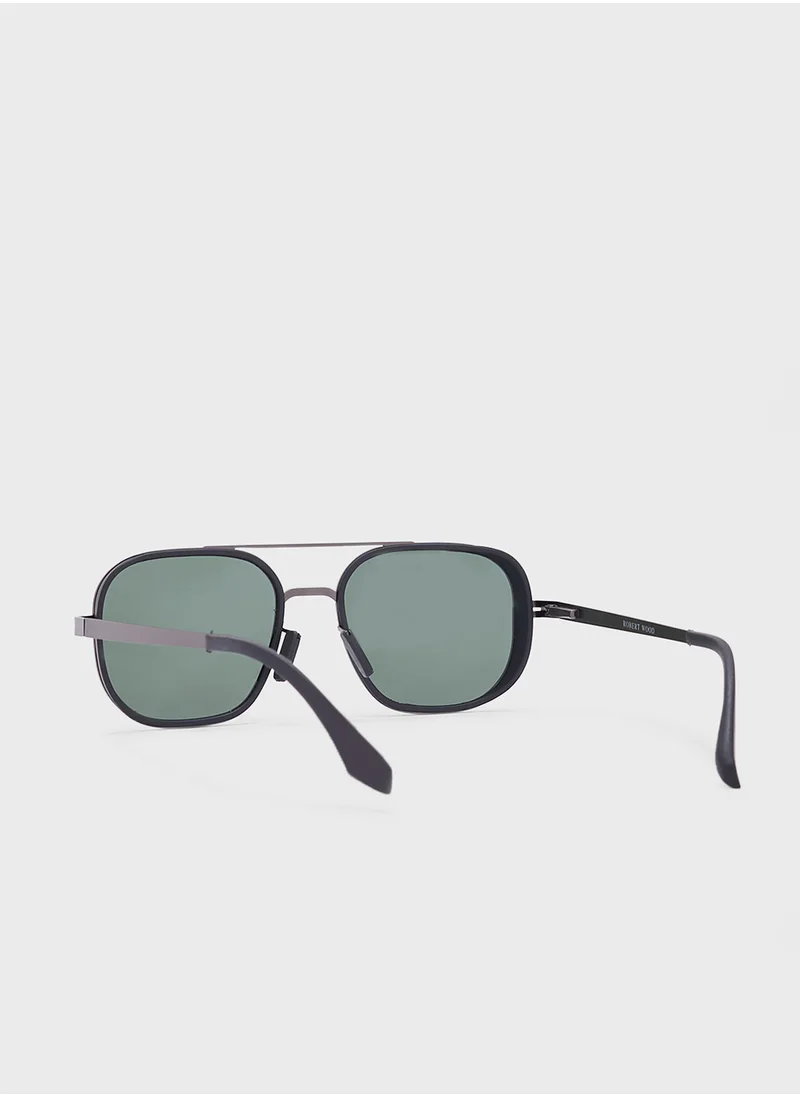 Robert Wood Polarized Lens Aviator Steampunk Sunglasses