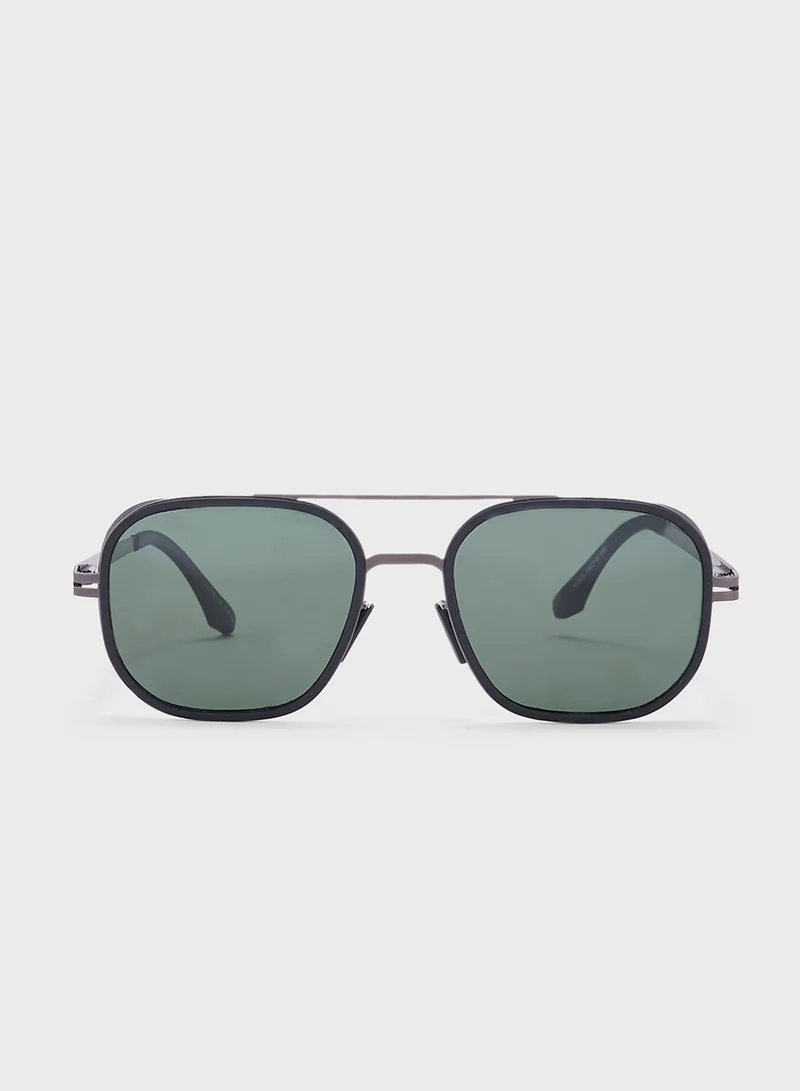 Robert Wood Polarized Lens Aviator Steampunk Sunglasses