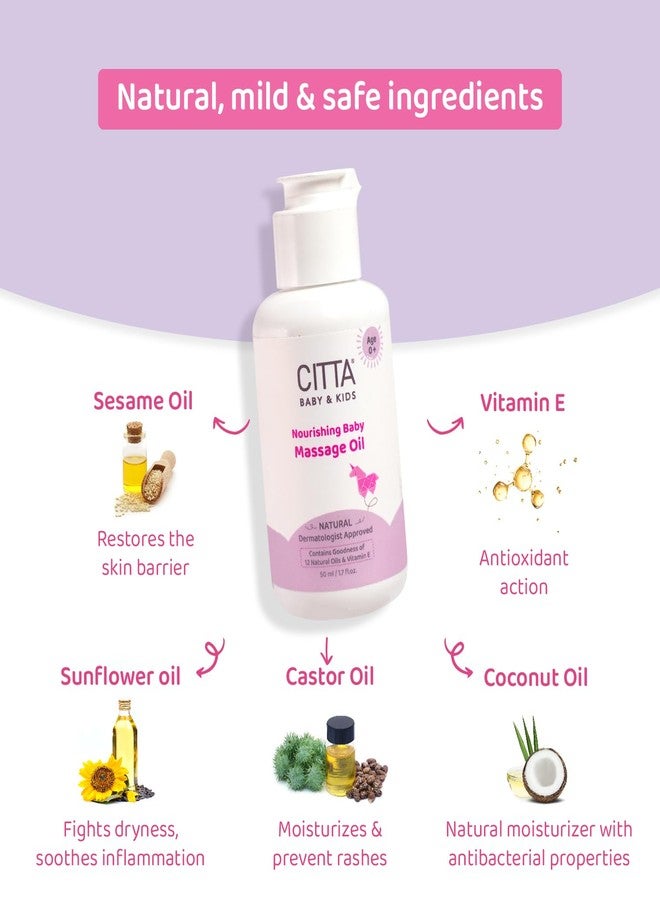 CITTA Natural Baby Massage Oil for New born & Kids | Enriched With Coconut, Olive & Almond oil for baby massage | Promote sleep and growth | Non-Sticky Baby Oil | 50 ml - Image 4
