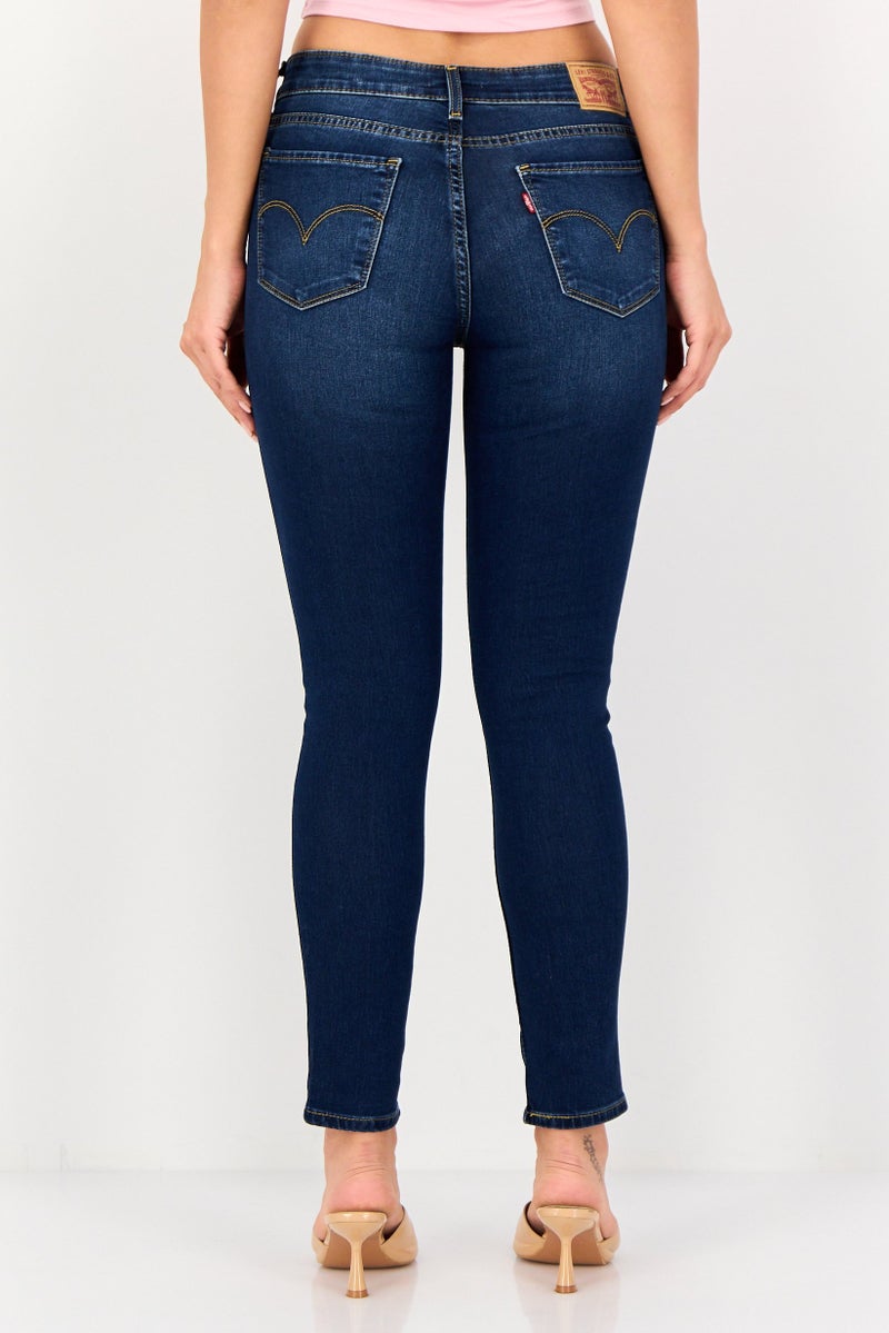 Levi's Women Skinny Fit Washed Denim Jeans, Blue - Image 4