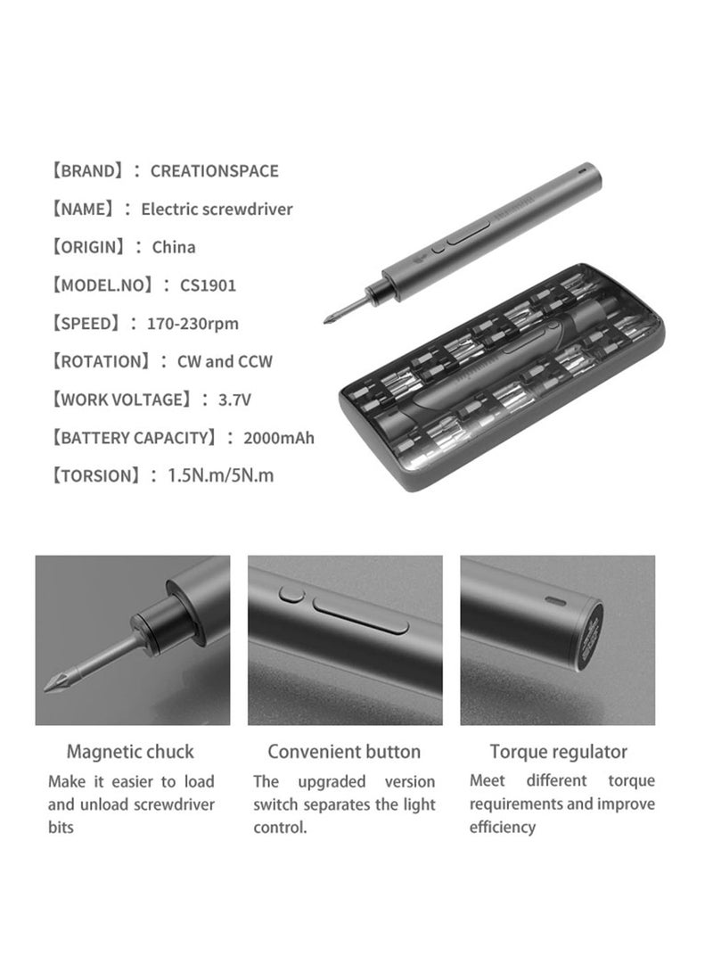 Arabest 3.7 مجموعة مفكات براغي كهربائية لاسلكية مع شحن سريع عبر USB وأدوات كهربائية للإصلاح مع إضاءة LED بقوة 2000 مللي أمبير في الساعة، مع إضاءة LED - Image 4