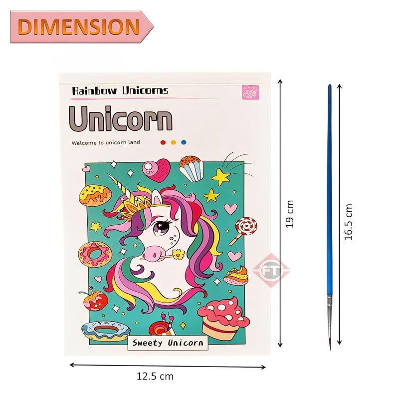 Firstly Traders Unicorn Color Magic Book for Kids Activity Books for Children Coloring Books for Kids Ages 4-8 Years 12 Sheet Cartoon Painting kit with Brush Return Gift 3+ - Image 2