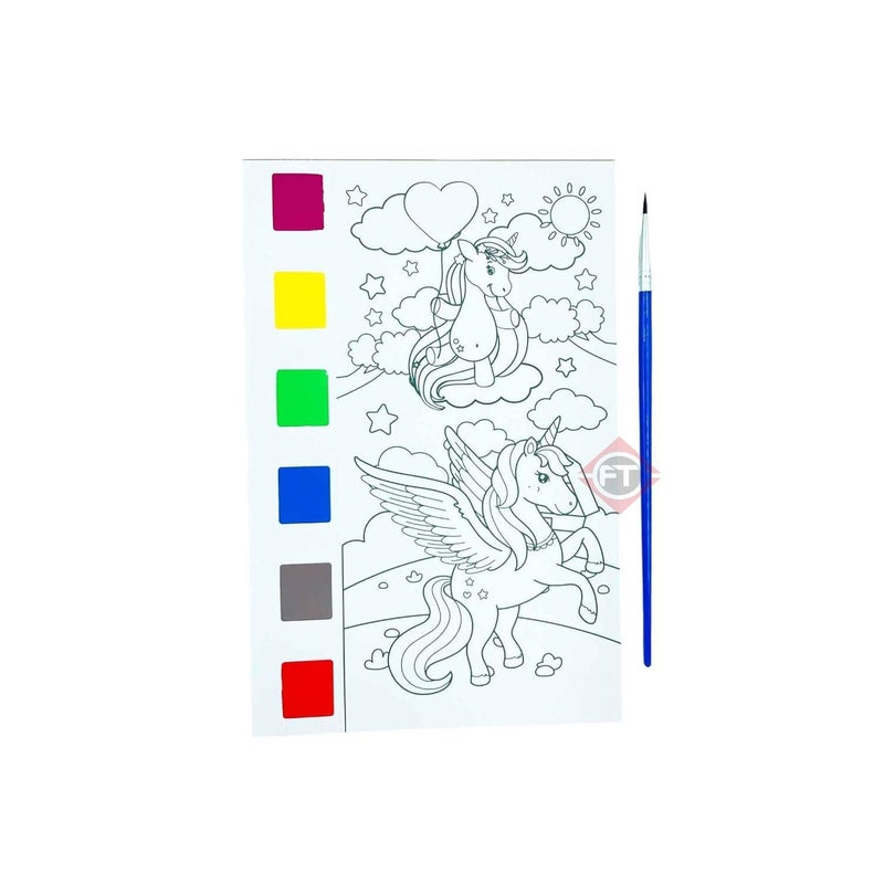 Firstly Traders Unicorn Color Magic Book for Kids Activity Books for Children Coloring Books for Kids Ages 4-8 Years 12 Sheet Cartoon Painting kit with Brush Return Gift 3+ - Image 3