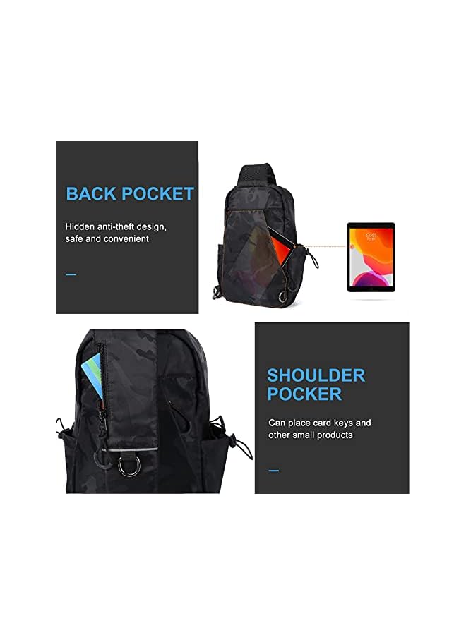 PROMASS Black Sling Crossbody Backpack Shoulder Bag for Men Women - Image 5