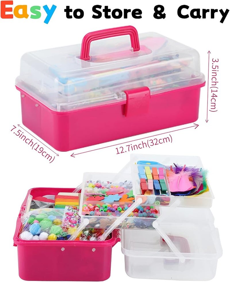 VOLINFO Arts and Crafts Supplies for Kids- 1600+ PCS DIY Craft Kits Including Pipe Cleaners, Folding Storage Box, Preschool Homeschool Craft Set Toys Gift for Boys and Girls(Pink) - Image 4