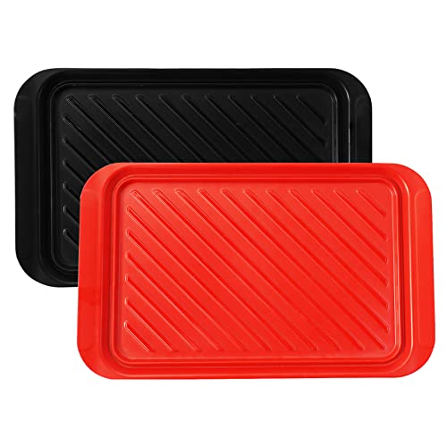 TP Serving Trays with Handles Melamine Grill Prep and Serving Platters for Outdoor Parties and BBQ Dishwasher Safe Food Tray Set of 2