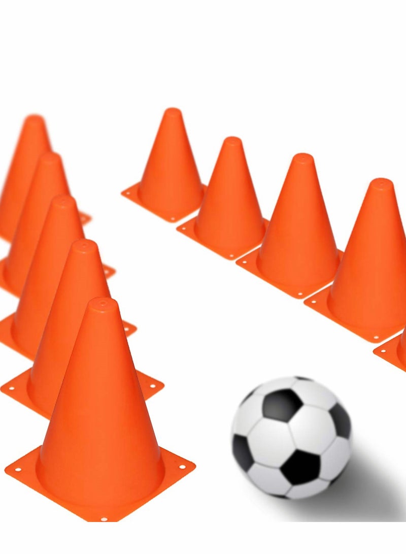 Excefore 7 Inch Plastic Traffic Cones 12Pcs Sport Training Agility Marker Cone for Soccer, Skating, Football, Basketball, Indoor and Outdoor Games - Image 1