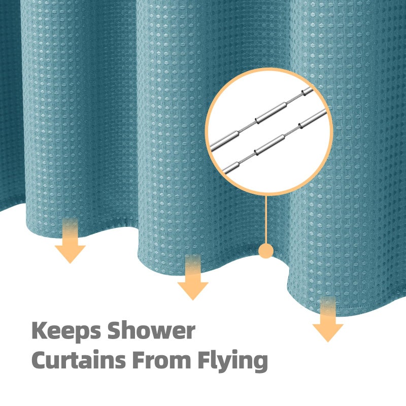 LaCyan 3 in 1 Waterproof Waffle Weave Shower Curtain and Clear Liner Set with 6 Stainless Steel Hooks Double Sided for Bathroom 72 Inches Heavy Duty Polyester Fabric Shower Curtains 36x72 - Image 4