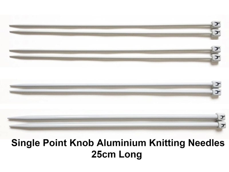PONY Single Point Knob Aluminium Knitting Pins/Knitting Needles (Grey, Size No. 9 to 12, Length 25cm) Along with Neck Needles Set of 4 (Size No. 12) - Image 3