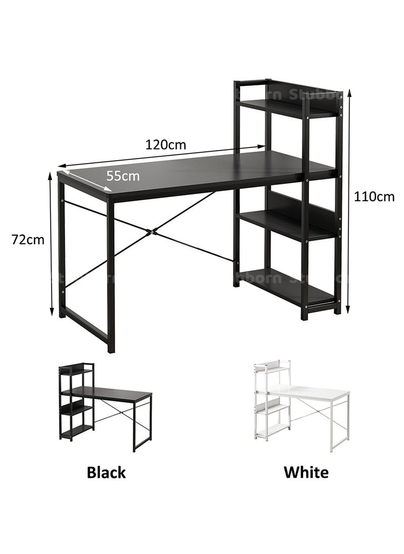 Stubborn Computer Desk with Storage Bookshelf Modern Simple Home Office Desks & Workstations Black 120×55×72cm  - Image 3