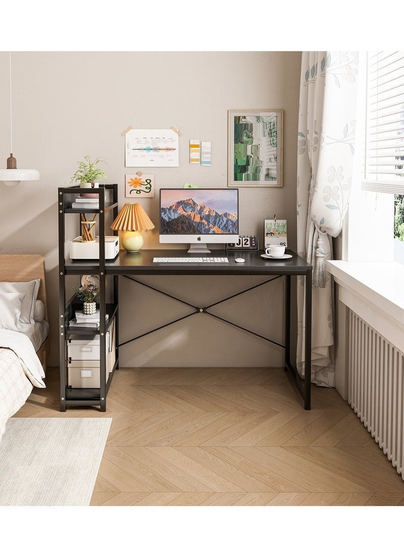 Stubborn Computer Desk with Storage Bookshelf Modern Simple Home Office Desks & Workstations Black 120×55×72cm  - Image 4