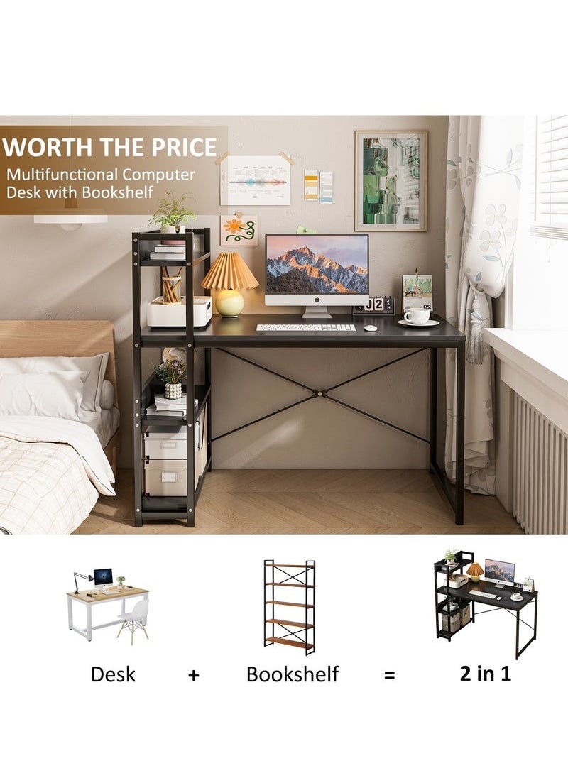 Stubborn Computer Desk with Storage Bookshelf Modern Simple Home Office Desks & Workstations Black 120×55×72cm  - Image 5