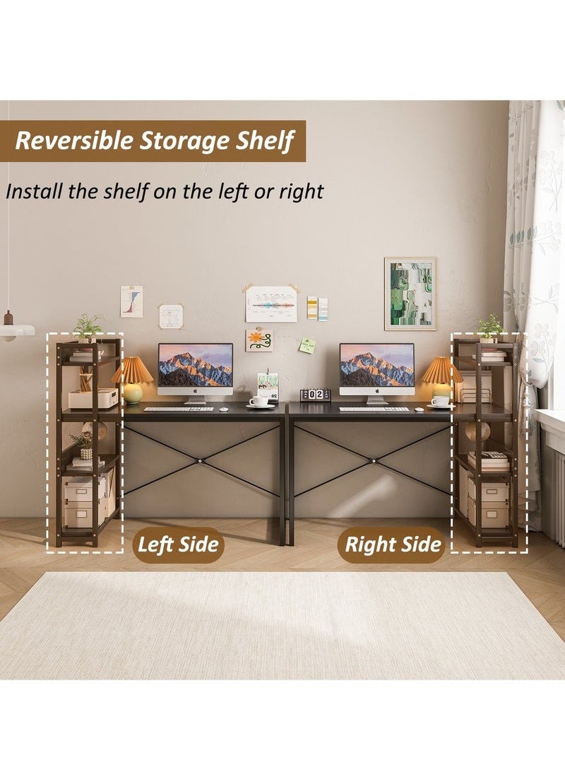 Stubborn - Computer Desk with Storage Bookshelf Modern Simple Home Office Desks & Workstations Black 120×55×72cm - Image 1