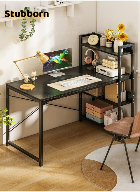 Computer Desk with Storage Bookshelf Modern Simple Home Office Desks & Workstations Black 120×55×72cm