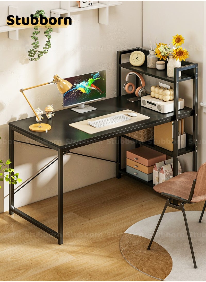Stubborn Computer Desk with Storage Bookshelf Modern Simple Home Office Desks & Workstations Black 120×55×72cm  - Image 1