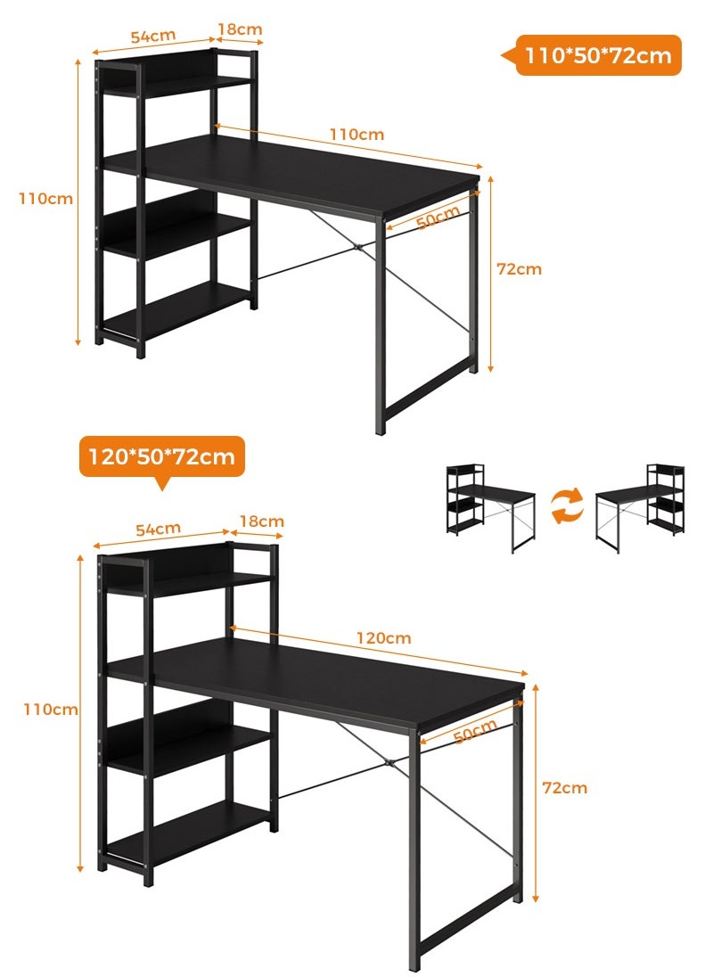 Stubborn Computer Desk with Storage Bookshelf Modern Simple Home Office Desks & Workstations Black  - Image 2