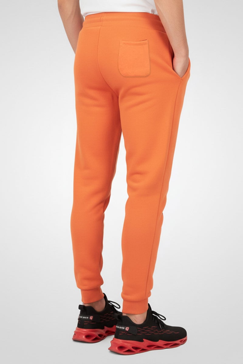 Cavalli Class Men Regular Fit Drawstring Brand Logo Pants, Pumpkin - Image 4