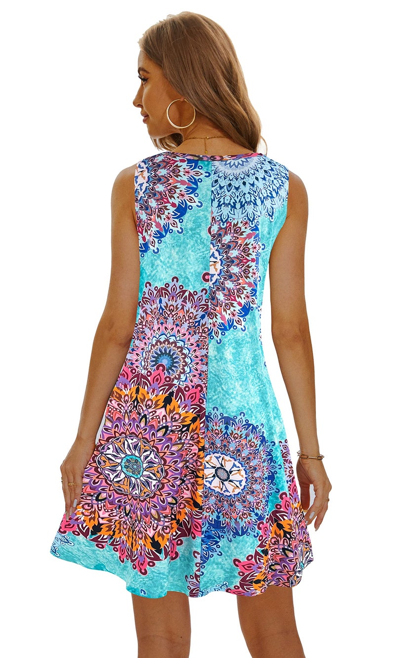 MOSKILL Summer Beach Sundresses for Women Swimsuit Coverup Vacation Swimwear Dresses with Pockets 002-sky Blue Large - Image 3
