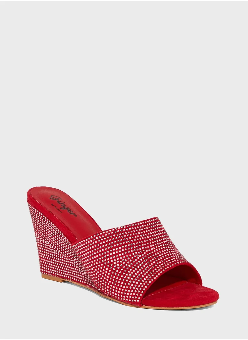 Ginger Embelisshed Wedge Sandals