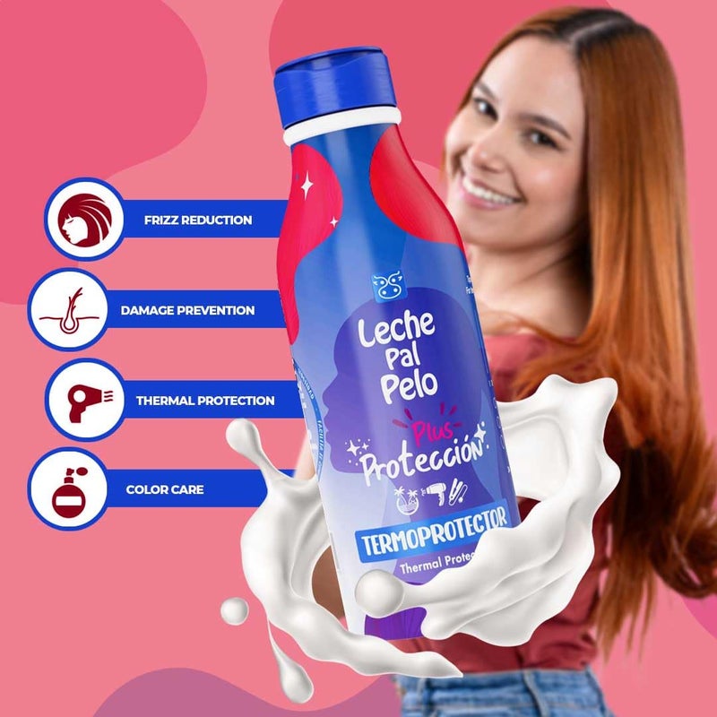 Leche Pal Pelo Protection Plus - Thermal Protector - Aloe Vera Heat Protectant Shields from Styling Tools - Hair Cream for All Hair Types - 14.9 oz - Image 5