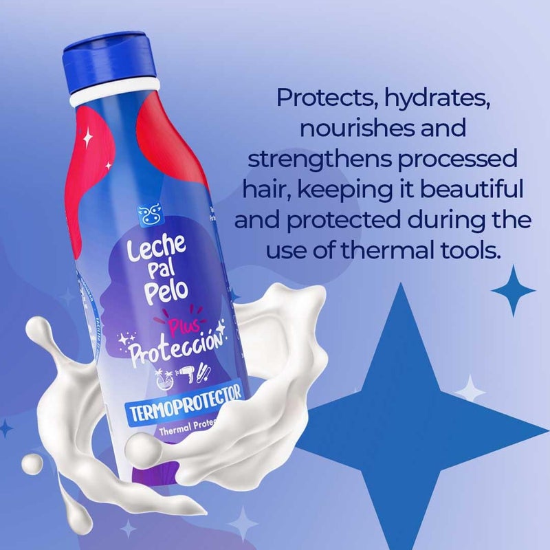 Leche Pal Pelo Protection Plus - Thermal Protector - Aloe Vera Heat Protectant Shields from Styling Tools - Hair Cream for All Hair Types - 14.9 oz - Image 4