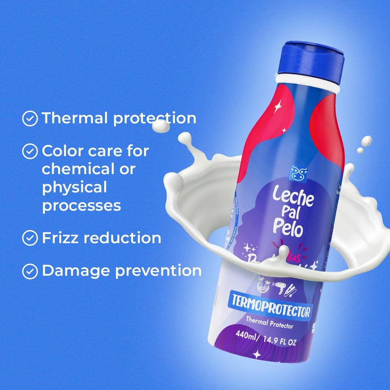 Leche Pal Pelo Protection Plus - Thermal Protector - Aloe Vera Heat Protectant Shields from Styling Tools - Hair Cream for All Hair Types - 14.9 oz - Image 3