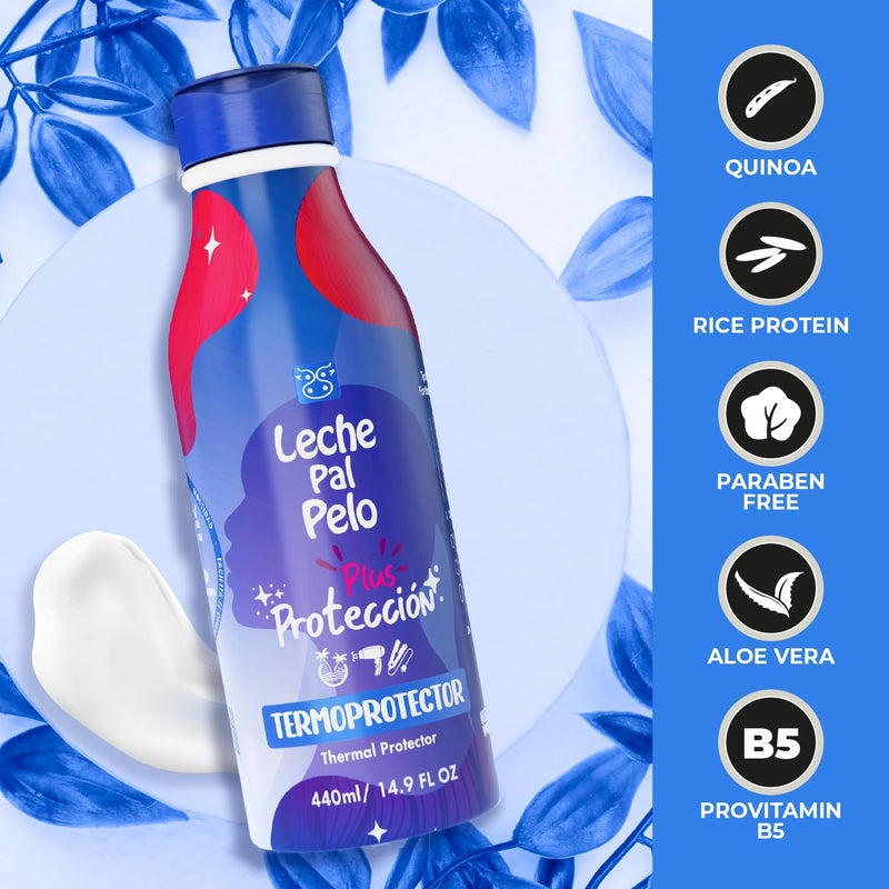 Leche Pal Pelo Protection Plus - Thermal Protector - Aloe Vera Heat Protectant Shields from Styling Tools - Hair Cream for All Hair Types - 14.9 oz - Image 2