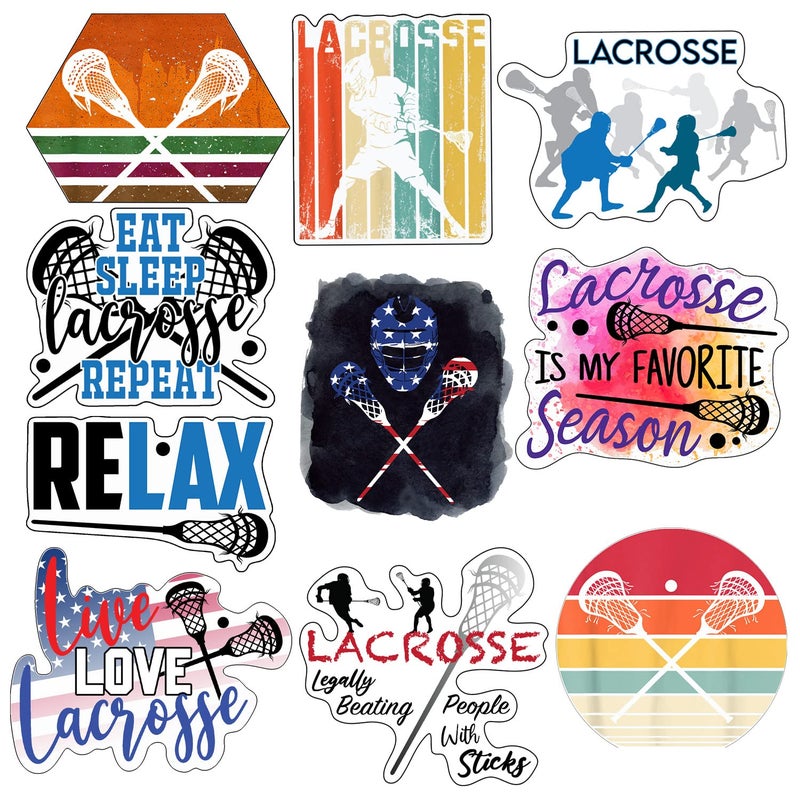 ASaBee Lacrosse Stickers  Perfect Lacrosse Gifts for Boys Girls Men  Waterproof Extra Sticky Durable 100percent Vinyl  Work Great On Water Bottles A Laptop Car Decal Or As Party Favors