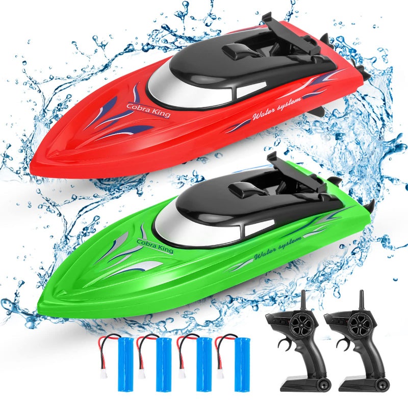 Lumiparty 2PACK RC BoatRemote Control Boats for Kids and Adults10kmH 24G High Speed Remote Control BoatFast RC Boats for Pools and Lakes with 4 Rechargeable BatteryRedGreen - Image 3