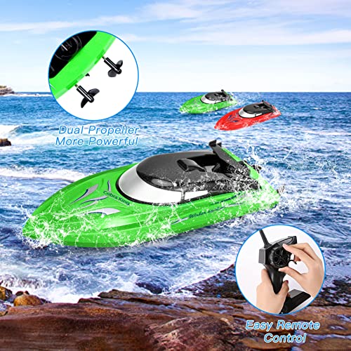 Lumiparty 2PACK RC BoatRemote Control Boats for Kids and Adults10kmH 24G High Speed Remote Control BoatFast RC Boats for Pools and Lakes with 4 Rechargeable BatteryRedGreen - Image 5